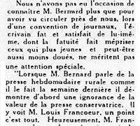 «Ce que l’on pense à l’extérieur de M. Harry Bernard»