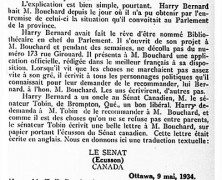 «Pour expliquer l’attitude de M. Harry Bernard»