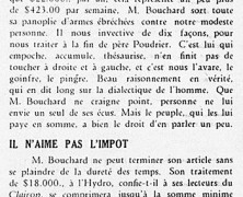 «M. Bouchard et ses écus; Il n’aime pas l’impôt»