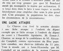 «Le sacrifice de M. Auger; Une lâche attaque»