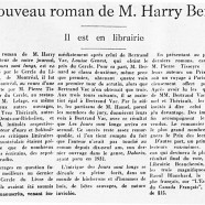 «Le nouveau roman de M. Harry Bernard»