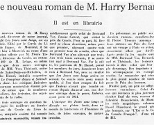 «Le nouveau roman de M. Harry Bernard»