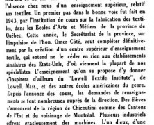 «Les cours d’industrie textile provoquent un grand intérêt»