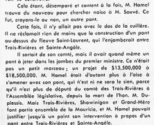 «Les deux ponts de M. René Hamel, député de Saint-Maurice»