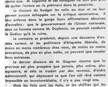 «Un dur coup pour Georges-Émile Lapalme: le discours du budget»