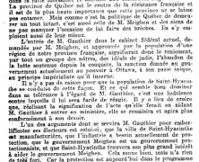 «La signification d’un acte politique: M. Gauthier et la population de Saint-Hyacinthe»