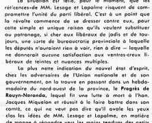 «Le patronage, ou le non-patronage divise peu à peu les libéraux»