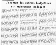 «L’examen des estimés budgétaires est maintenant inadéquat»