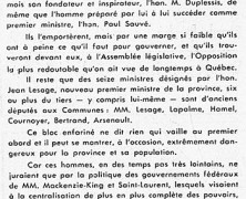 «L’honorable Jean Lesage au milieu de ses fédéraux»