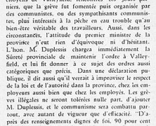 «Maurice Duplessis et les grèves»