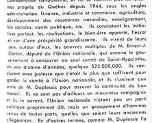 «La population du comté endosse la politique de l’Union nationale»