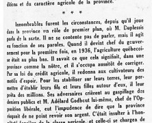 «L’honorable Maurice Duplessis et la classe agricole»