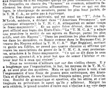 «La « Y.M.C.A. », le protestantisme et la franc-maçonnerie»