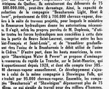 «L’incomparable richesse de la province en électricité»