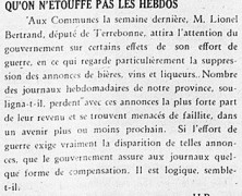 «Qu’on n’étouffe pas les hebdomadaires»