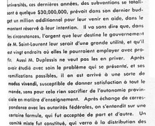 «L’honorable Maurice Duplessis et l’aide fédérale aux universités»