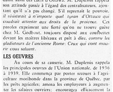 «Maurice Duplessis; Les oeuvres»