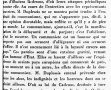 «Maurice Duplessis dénonce encore une fois le communisme»