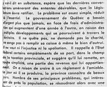 «Le discours du Trône et les projets du gouvernement»