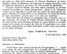 «M. Blanchard nous écrit»