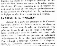 «Maire et logique; La grève de la « Yamaska »»