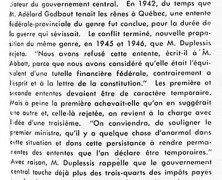 «L’honorable Maurice Duplessis rejette la dernière proposition d’Ottawa»