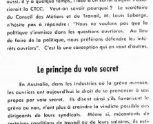 «Défendre d’abord les intérêts ouvriers; Le principe du vote secret»
