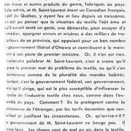 «Indifférence de M. Louis Saint-Laurent pour les problèmes des textiles»