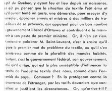 «Indifférence de M. Louis Saint-Laurent pour les problèmes des textiles»