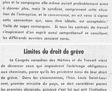 «Capital et travail: des alliés; Limites du droit de grève»