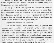 «L’honorable Maurice Duplessis et la situation de l’électricité»