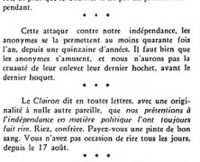 «En attendant… comme dit le « Clairon »»