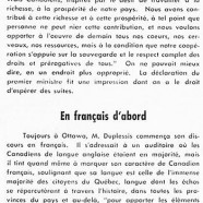 «Maurice Duplessis à Ottawa; En français d’abord»