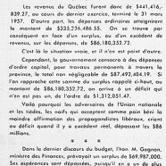 «Un surplus de 86,180,352.72$ pour l’exercice 1956-1957»