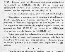 «Un surplus de 86,180,352.72$ pour l’exercice 1956-1957»