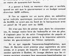 «De M. Jean Lesage et de son attitude à Québec»