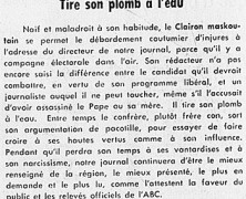 «Tire son plomb à l’eau»