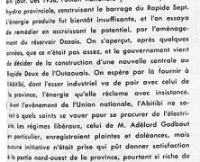 «Richesse de la province en énergie électrique»