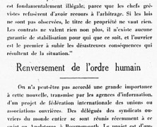 «L’arbitrage, condition essentielle; Renversement de l’ordre humain»