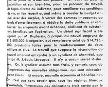 «Commentaires de l’honorable Maurice Duplessis sur la situation financière»