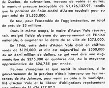 «Pourquoi la ville d’Acton Vale  se ralliera à l’honorable Daniel Johnson»