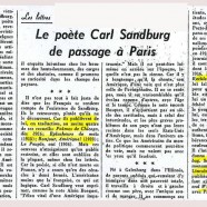 «Le poète Carl Sandburg de passage à Paris»