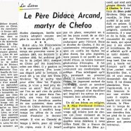 «Le Père Didace Arcand, martyr de Chefoo»