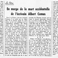 «En marge de la mort accidentelle de l’écrivain Albert Camus»