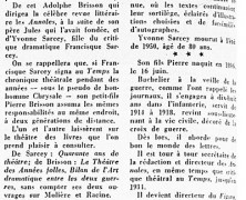 «De Francisque Sarcey à Pierre Brisson»