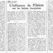 «L’influence de l’Orient sur les lettres françaises»
