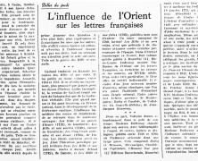 «L’influence de l’Orient sur les lettres françaises»