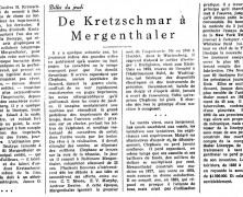 «De Kretzschmar à Mergenthaler»