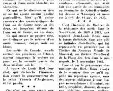 «L’histoire de Riel, reprise au théâtre»