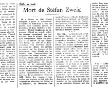 «Mort de Stéfan Zweig»